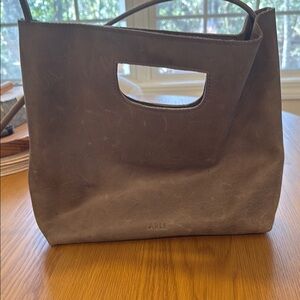 ABLE Gray Leather Tote Bag